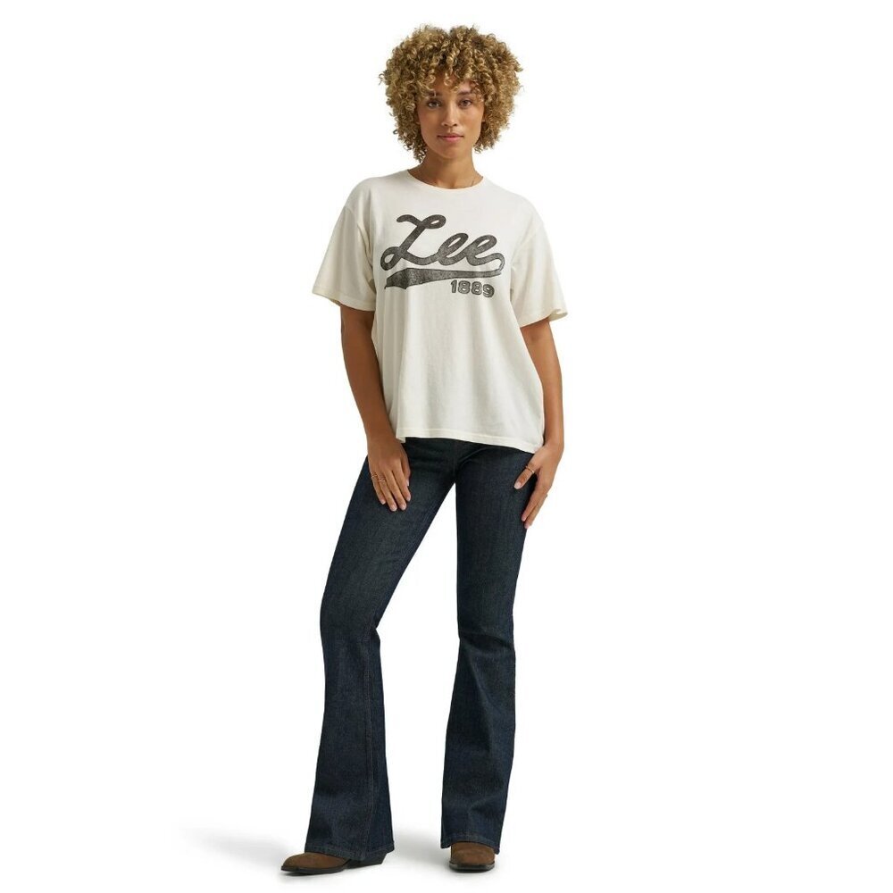 Lee Women's Logo Tee, Size 3XL, Girlfriend Fit, Relaxed, Lightweight, Cream - Picture 4 of 4